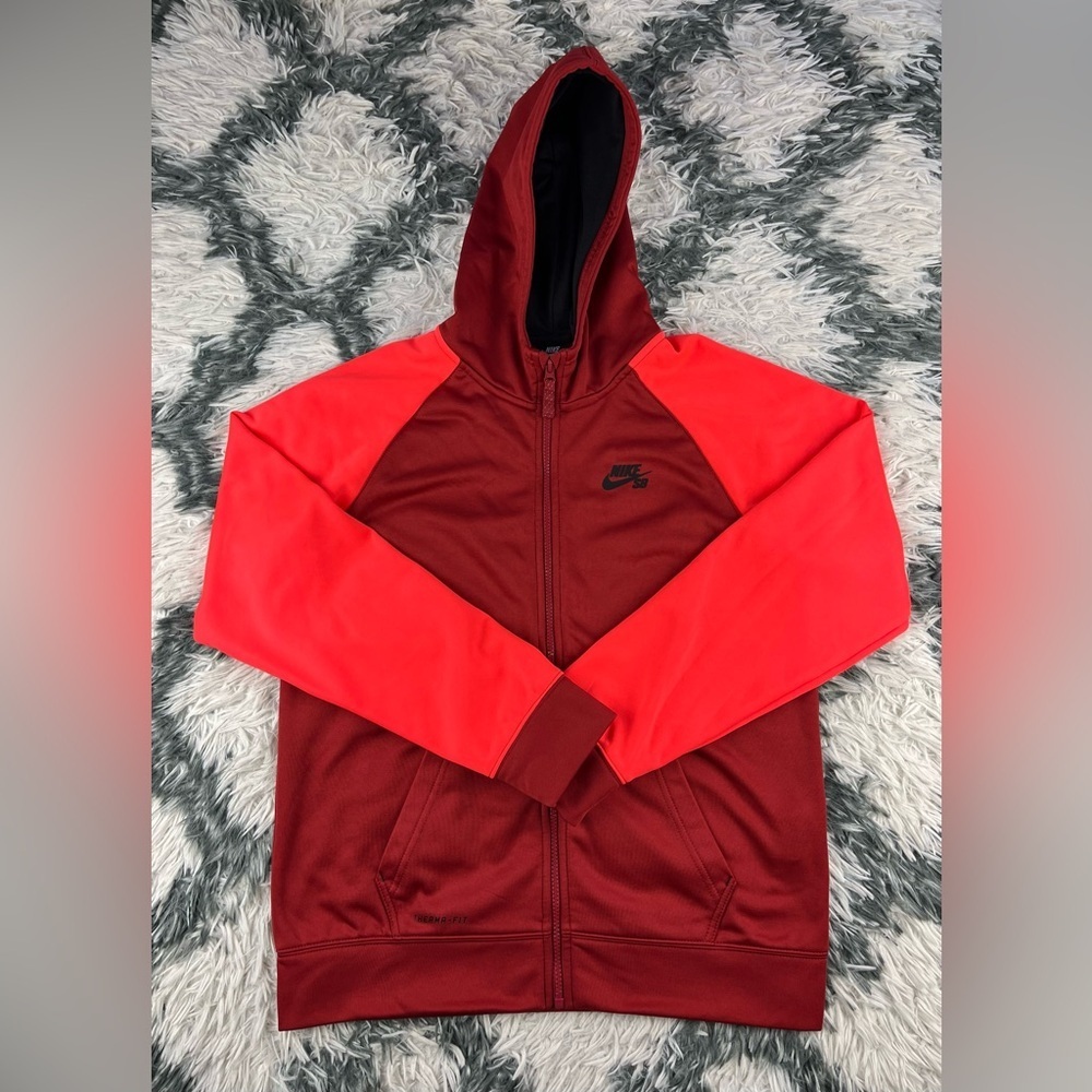Nike SB Kids Boys Full Zip Hoodie Sweatshirt Size XL 13-15 Burgundy